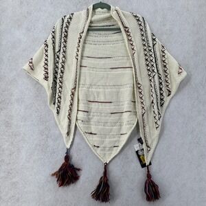 Dillards SweaterShawl Wrap One Size Ivory Aztec Cardigan Cape NWT Flowy Knit